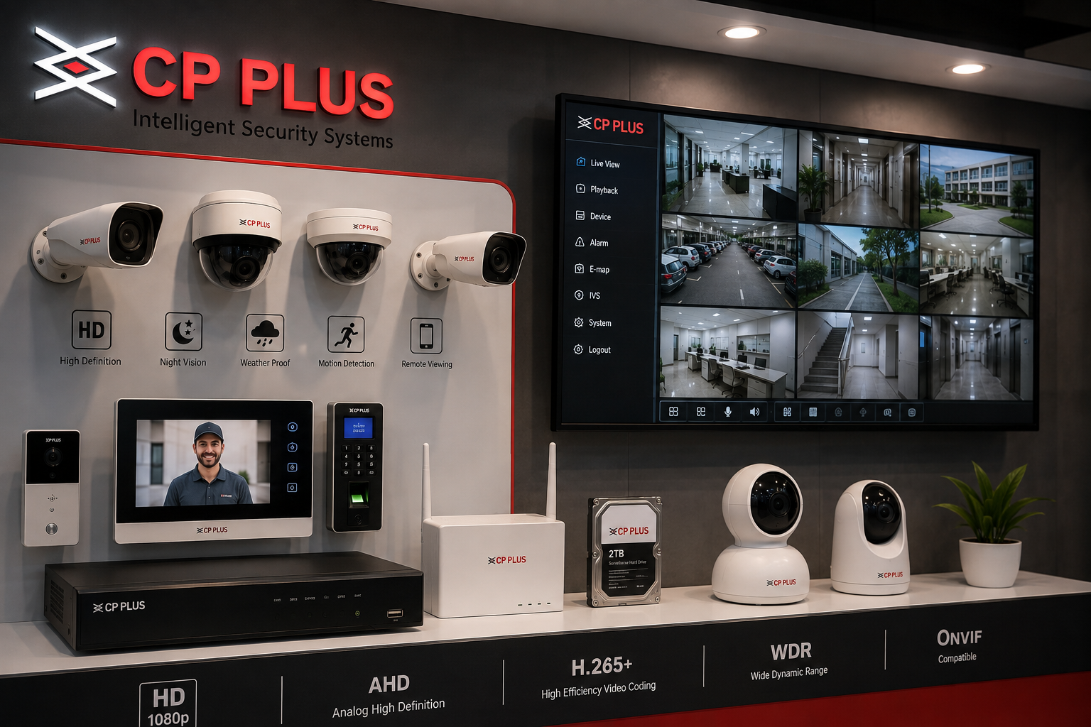 CP Plus intelligent security systems display